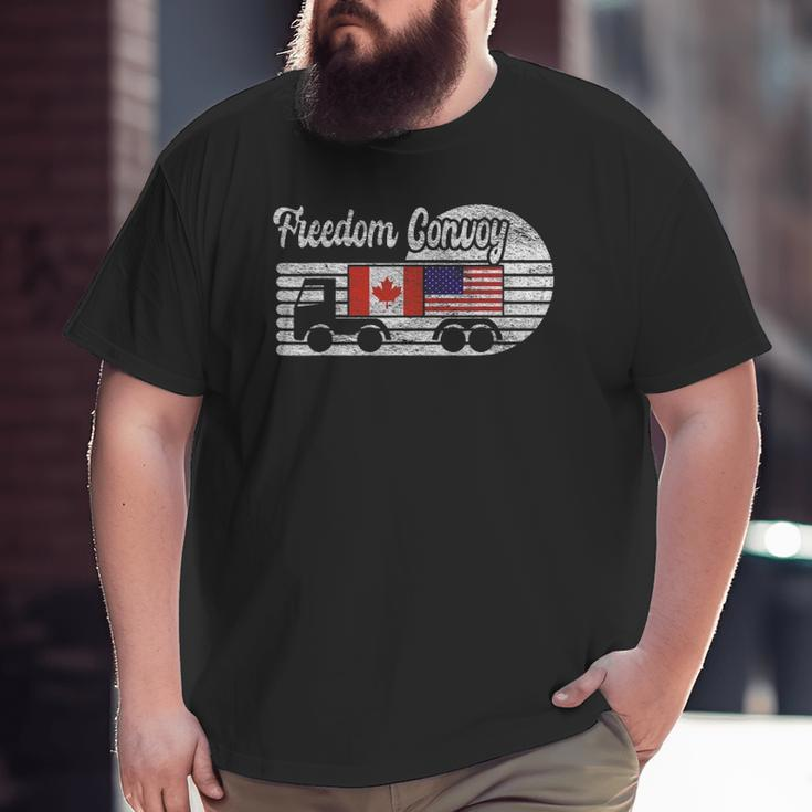 Freedom Convoy 2022 Canadian Trucker Tees Maple Leaf Big and Tall Men T-shirt