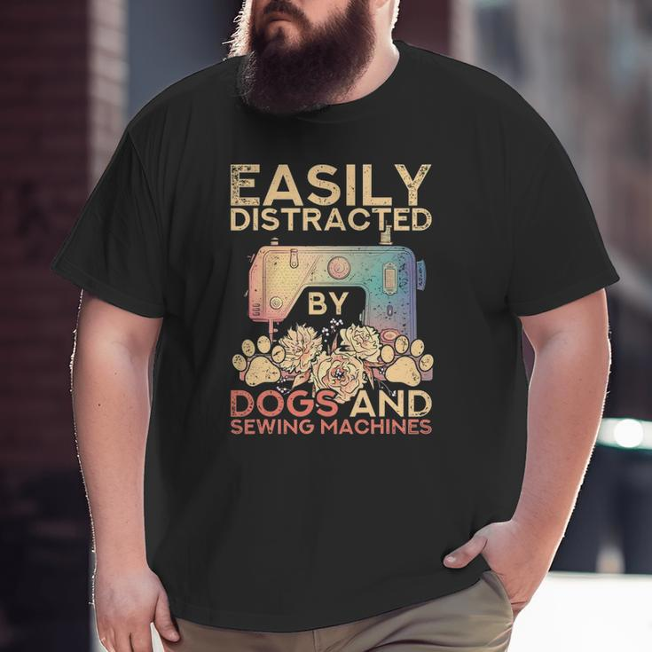 Sewer Dog Lover Seamstress Sewing Machine Sewing Big and Tall Men T-shirt