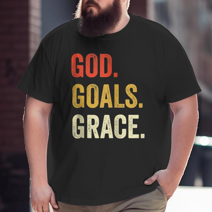 God Goals Grace Christian Workout Fitness Gym Big and Tall Men T-shirt