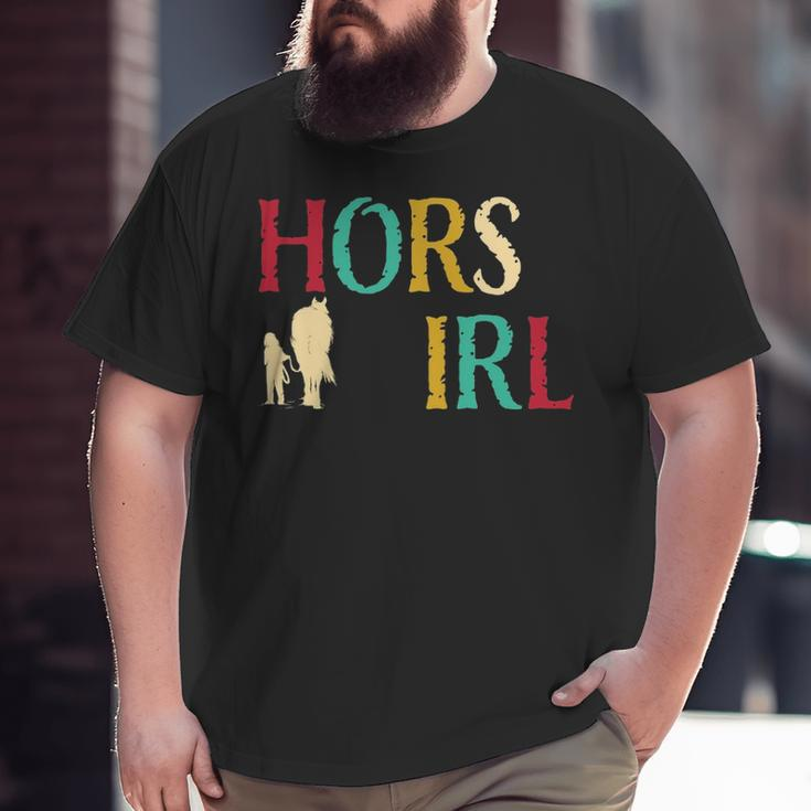 Horse Girl Cute Colorful Retro Horseback Riding Big and Tall Men T-shirt