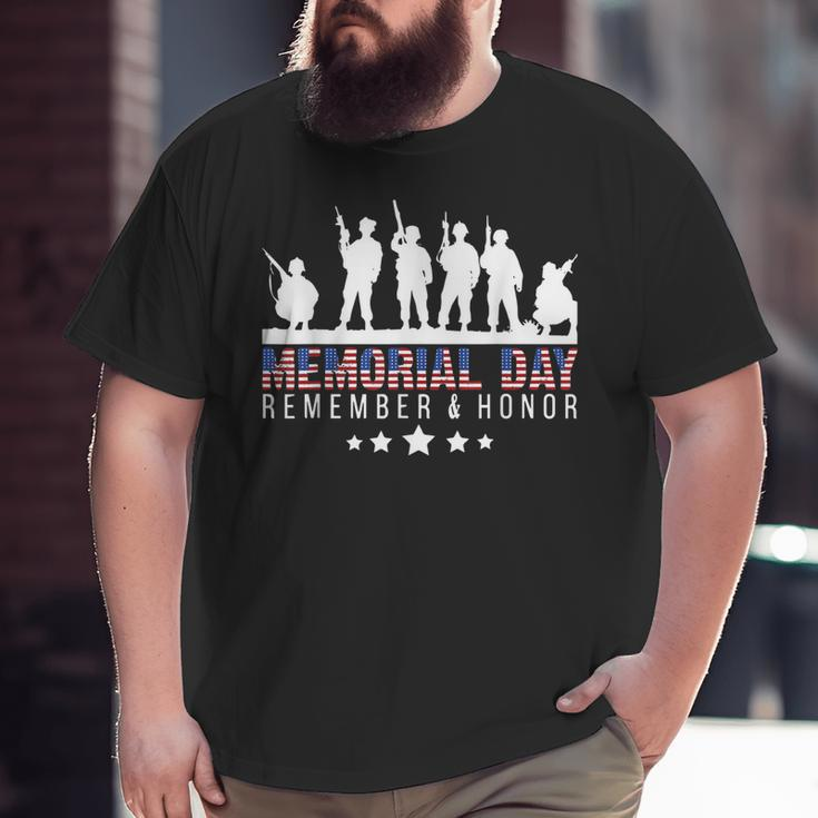 Memorial Day Remember Honor Veteran Usa Flag Pateriot Army Big and Tall Men T-shirt