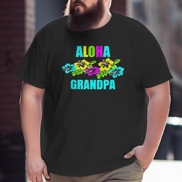 Mens Aloha Grandpa Hawaiian Luau Party Vacation Big and Tall Men T-shirt