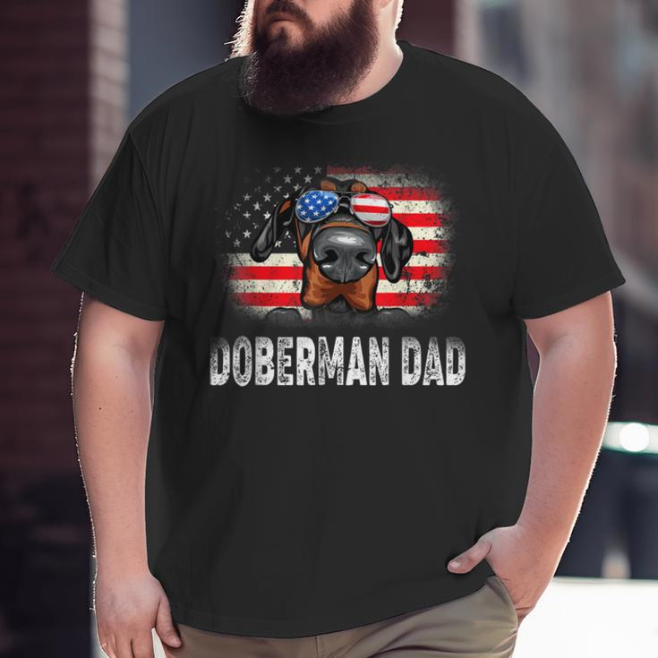 Mens Fun Doberman Dad American Flag Father’S Day Bbnk Big and Tall Men T-shirt