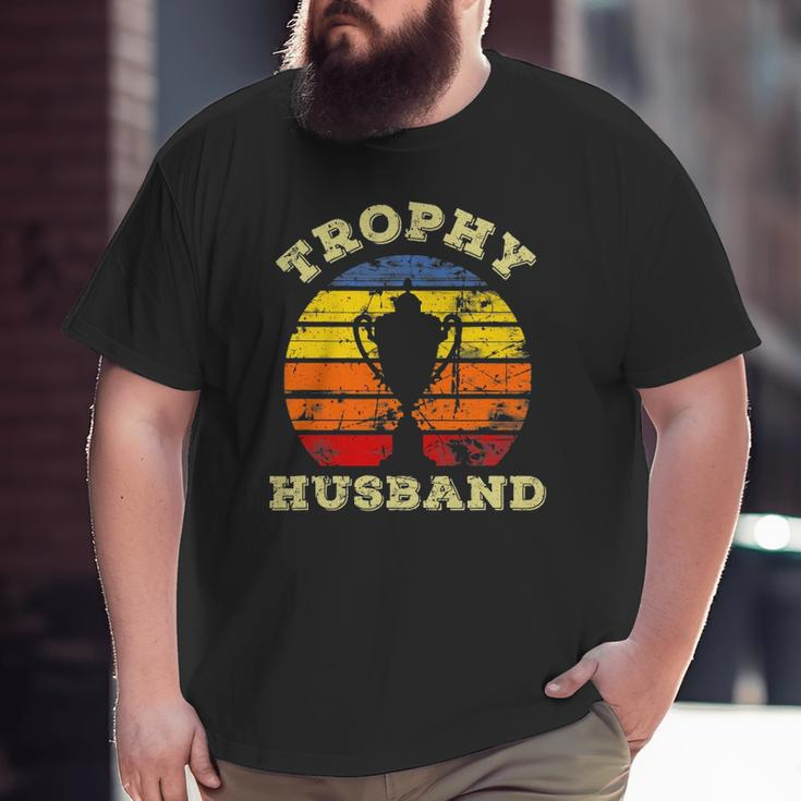 Mens Husband Dad Vintage Retro Sunset Trophy Fathers Day Big and Tall Men T-shirt