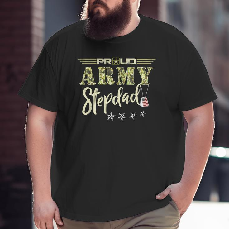 Mens Proud Us Army Stepdad Camouflage Military Pride Big and Tall Men T-shirt