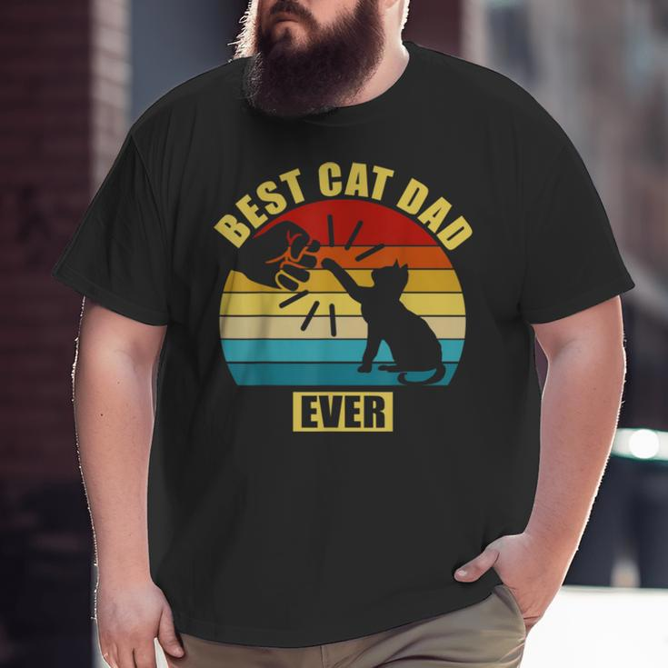 Mens Retro Vintage Best Cat Dad Ever Fist Bump Big and Tall Men T-shirt