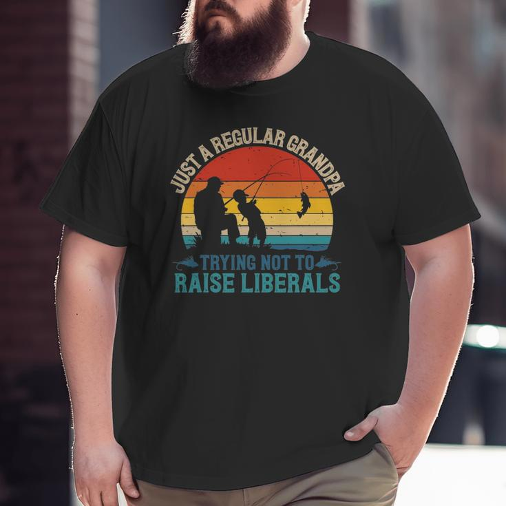 Mens Vintage Fishing Regular Grandpa Trying Not To Raise Liberals Big and  Tall Men T-shirt