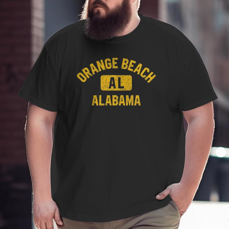 Orange Beach Al Alabama Gym Style Distressed Amber Print Big and Tall Men T-shirt