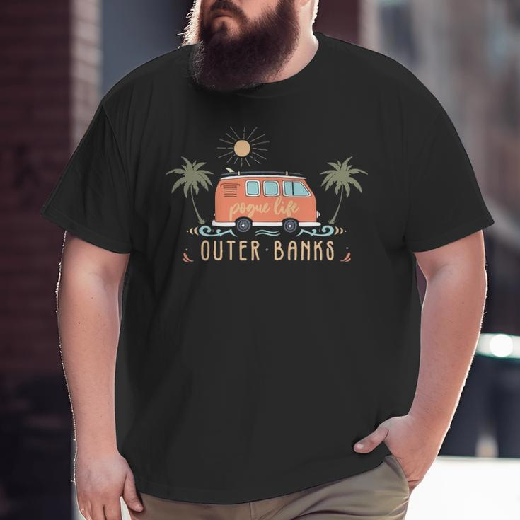 Outer Banks Dreaming Surfer Van Pogue Life Beach Palm Trees Big and Tall Men T-shirt