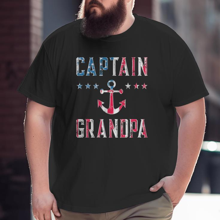 Patriotic Captain Grandpa American Flag Boating 4Th Of July Big and Tall Men T-shirt