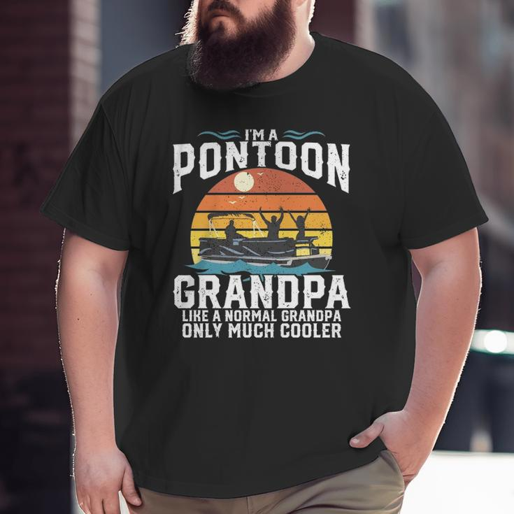 Pontoon Grandpa Captain Retro Boating Father's Day Big and Tall Men T-shirt