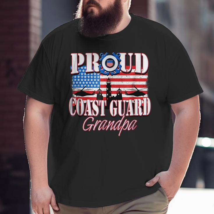 Proud Coast Guard Grandpa Usa Flag Men Grandpa Big and Tall Men T-shirt
