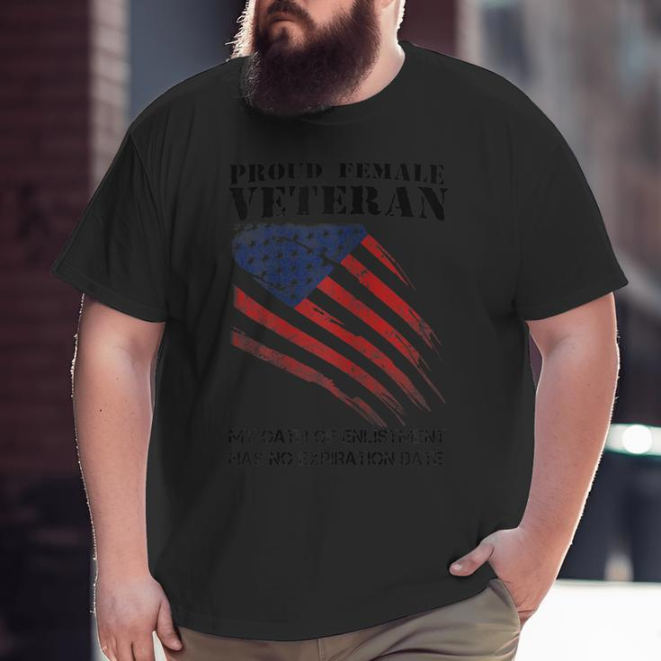 Proud Female Veteran Tees For Independence Day Big and Tall Men T-shirt