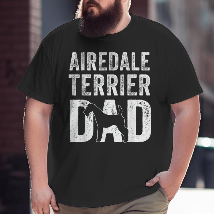 Retro Airedale Terrier Dad Papa Father's Day Dog Silhouette Big and Tall Men T-shirt