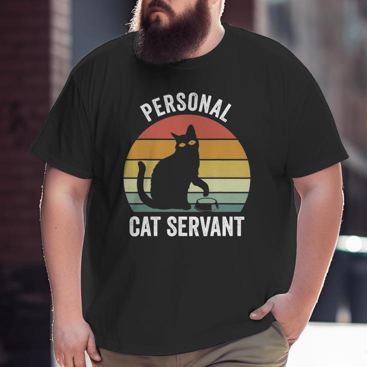 Retro Ca Black Cat Personal Cat Servant Cat Lover Big and Tall Men T-shirt