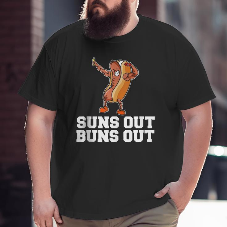 Suns Out Buns Out Hot Dog Cartoon Big and Tall Men T-shirt