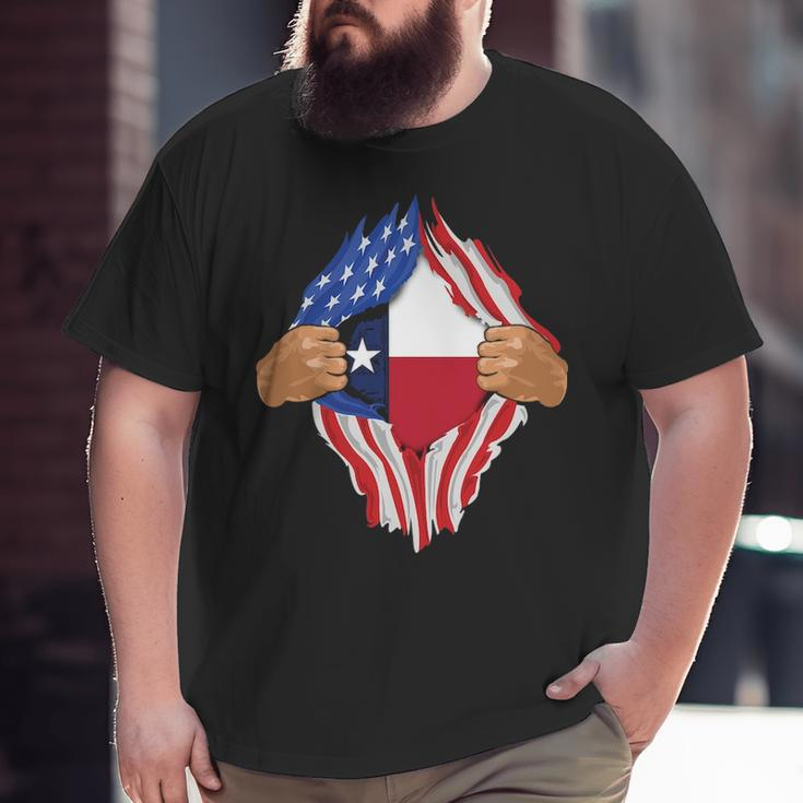 Texas Roots Inside State Flag American Proud Big and Tall Men T-shirt