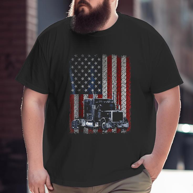Truck Driver American Flag Trucker Big and Tall Men T-shirt