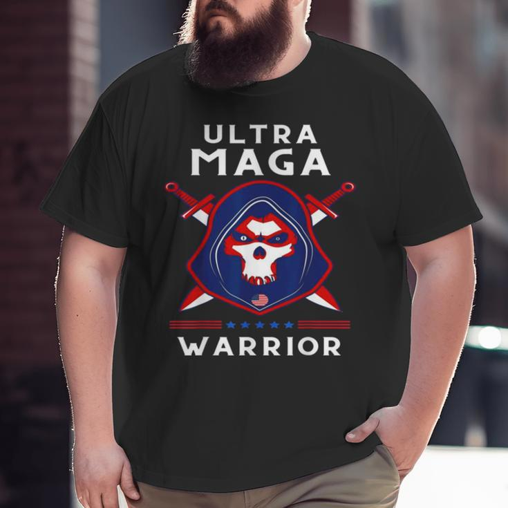 Ultra Maga Warrior Dad Anti Biden Us Flag Pro Trump Big and Tall Men T-shirt