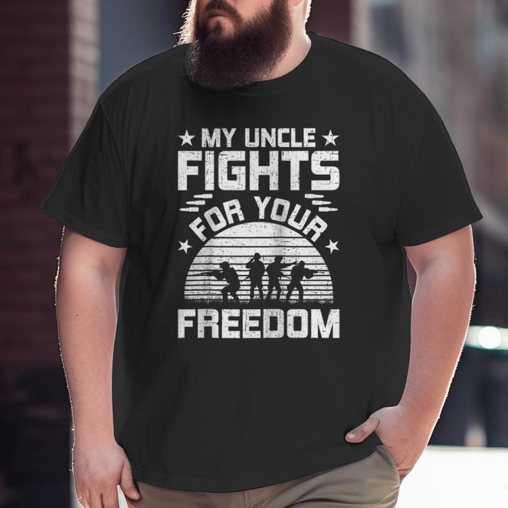 My Uncle Fights For Your Freedom Military Uncle Raglan Baseball Tee Big and Tall Men T-shirt