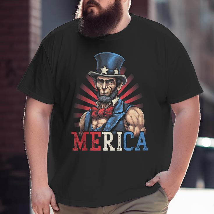 Usa 4Th Of July Abraham Lincoln Workout Muscles Big and Tall Men T-shirt