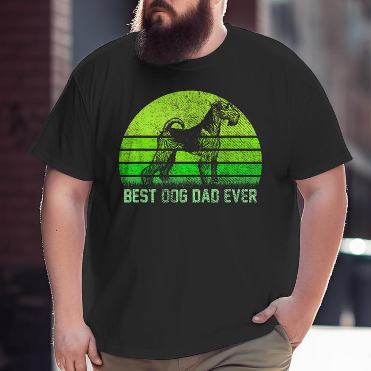 Vintage Best Airedale Terrier Dog Dad Ever Silhouette Sunset Big and Tall Men T-shirt