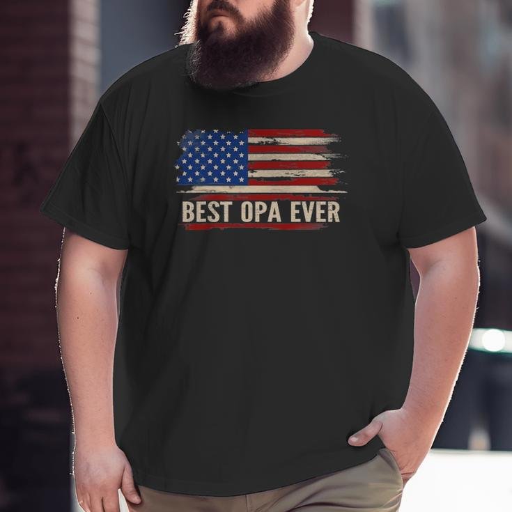 Vintage Best Opa Ever American Flag Father's Day Big and Tall Men T-shirt