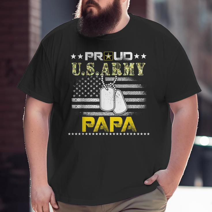 Vintage Proud Papa Usarmy Veteran Flag Big and Tall Men T-shirt