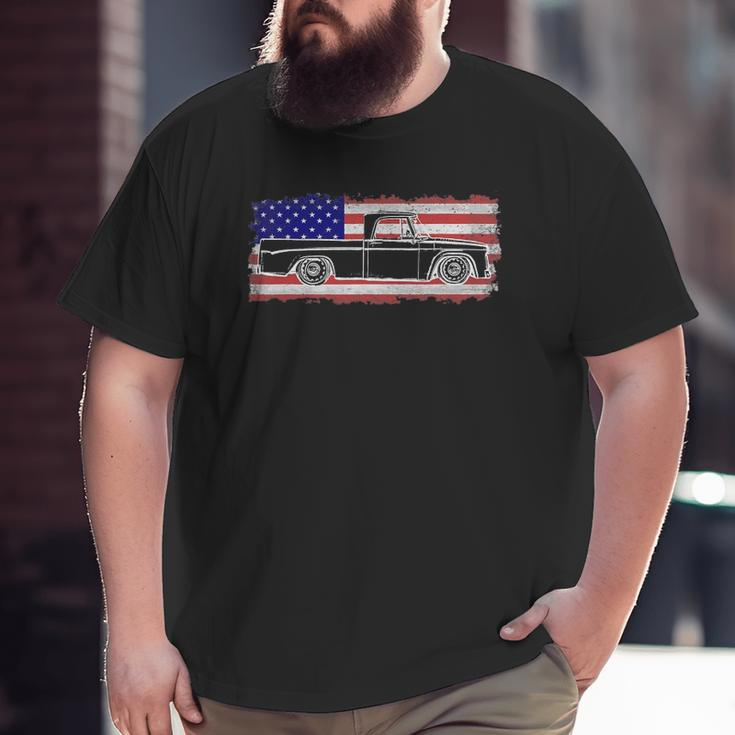 Vintage Sweptline Truck Usa Flag Slammed Bagged Big and Tall Men T-shirt