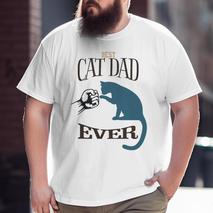 Best Cat Dad Ever Fist Bump Blue Cat Personalized Cat Dad Big and Tall Men T-shirt