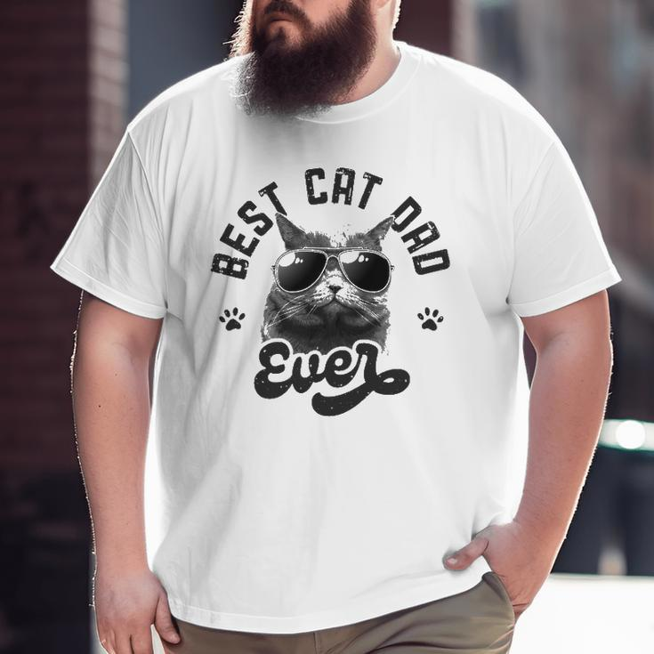 Best Cat Dad Ever Daddy Father's Day Retro Vintage Men Big and Tall Men T-shirt