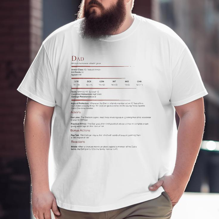 Dungeons And Rpg Dragons Dad Stat Father's Day Big and Tall Men T-shirt