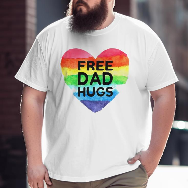Mens Free Dad Hugs Rainbow Heart Flag Gay Lgbt Pride Month Big and Tall Men T-shirt