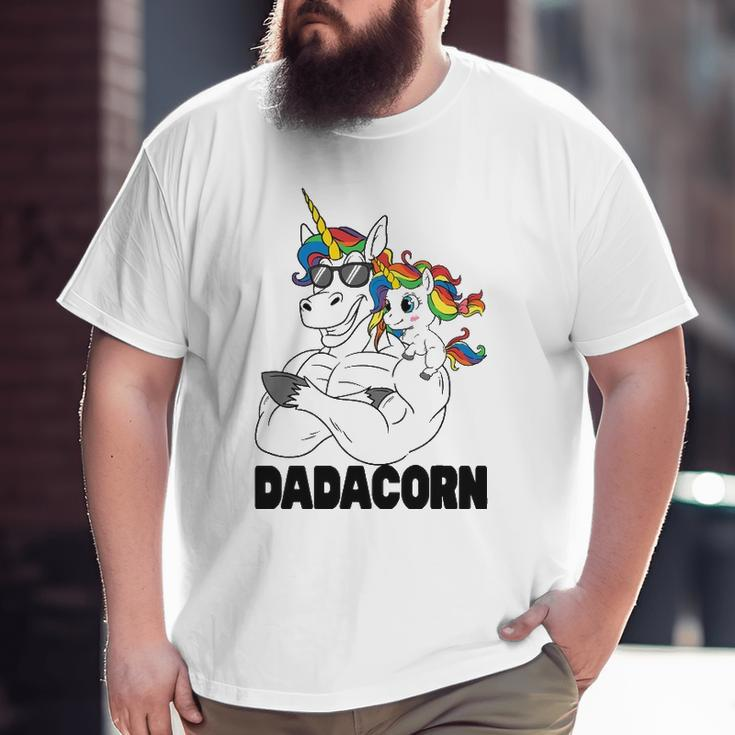 Muscle Unicorn Dad Baby Daughter Shoulder Sitting Dadacorn Big and Tall Men T-shirt