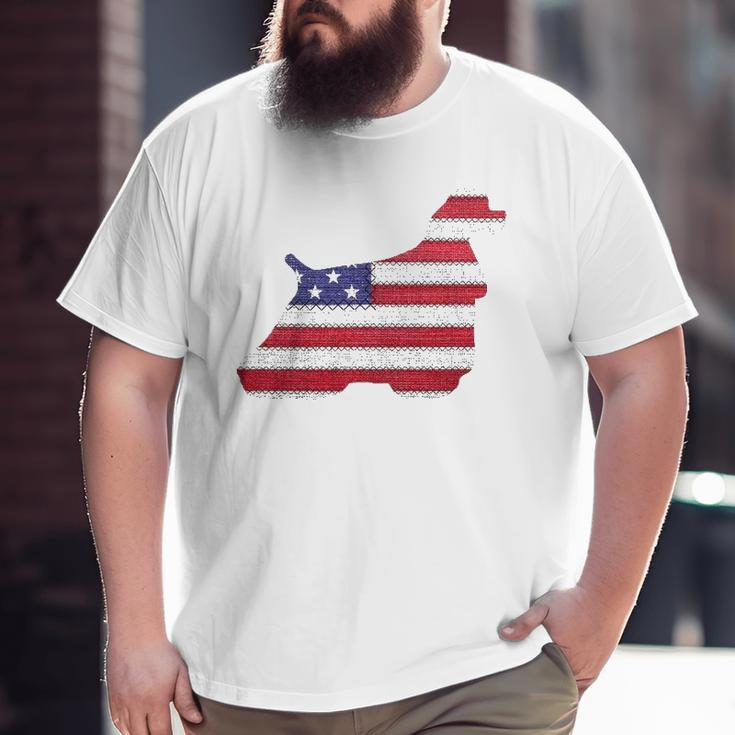 Patriotic American Cocker Spaniel Love Flag Vintage Big and Tall Men T-shirt