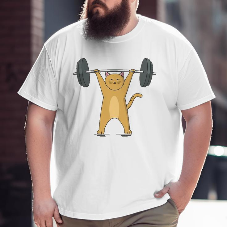 Weightlifting Cat Barbell Fitness Lovers Big and Tall Men T-shirt
