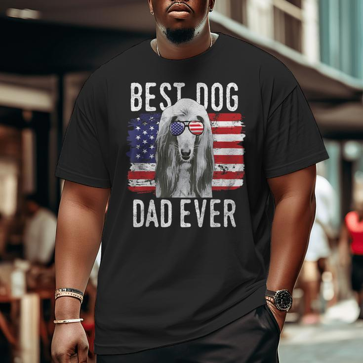 American Flag Best Dog Dad Ever Afghan Hounds Usa Big and Tall Men T-shirt
