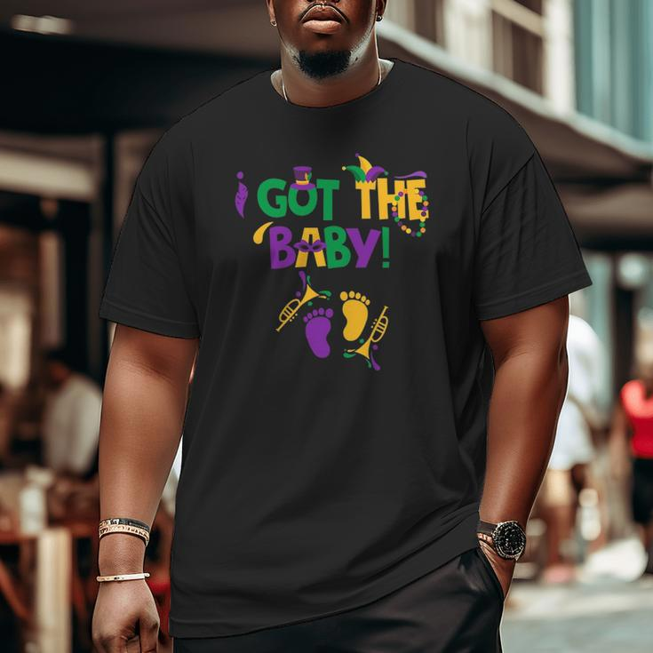I Got The Baby Mardi Gras Pregnancy Announcement Outfit Big and Tall Men T-shirt