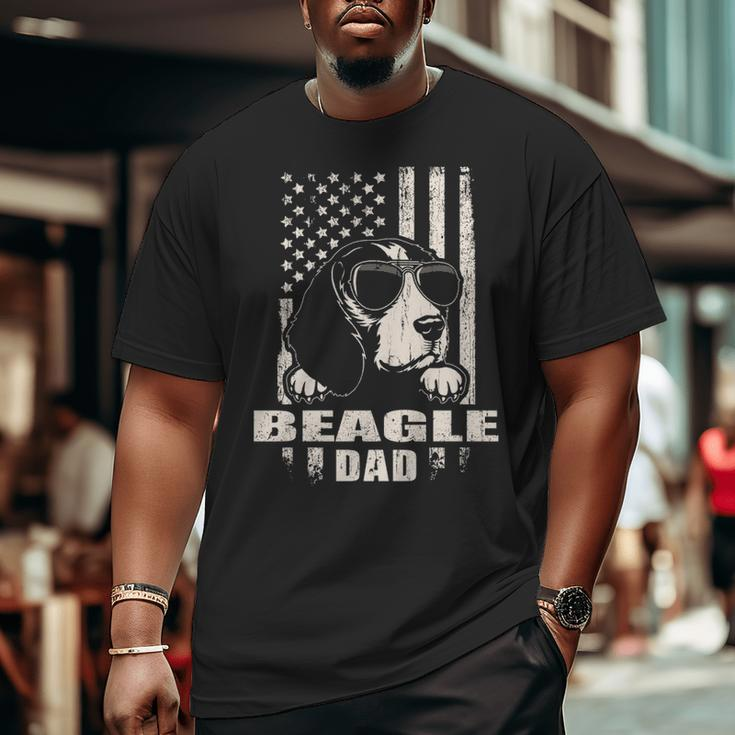 Beagle Dad Cool Vintage Retro Proud American Big and Tall Men T-shirt