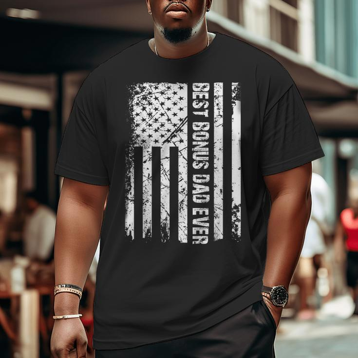 Best Bonus Dad Ever American Flag Father Day Big and Tall Men T-shirt