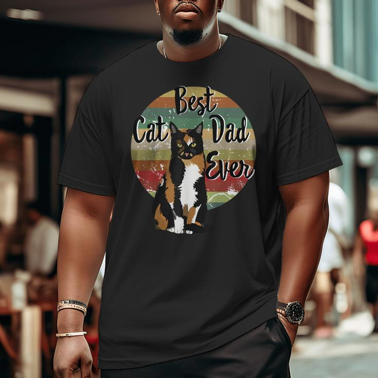 Best Cat Dad Ever Calico Father's Day Retro Big and Tall Men T-shirt