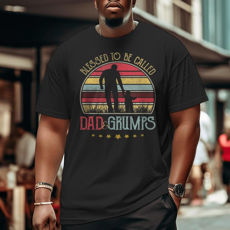 Blessed To Be Called Dad And Grumps Vintage Fathers Day Big and Tall Men T-shirt
