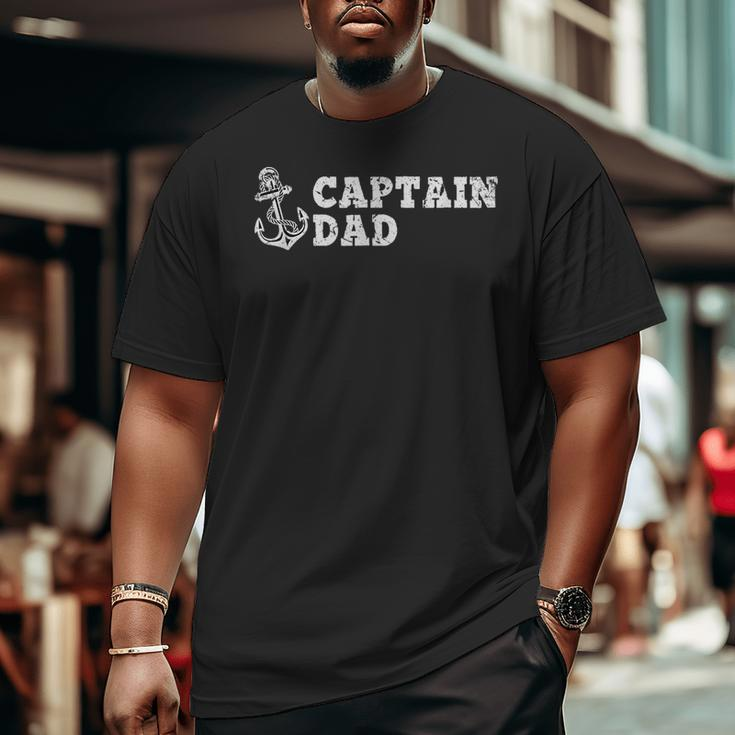 Captain Dad Sailing Boating Vintage Boat Anchor Big and Tall Men T-shirt