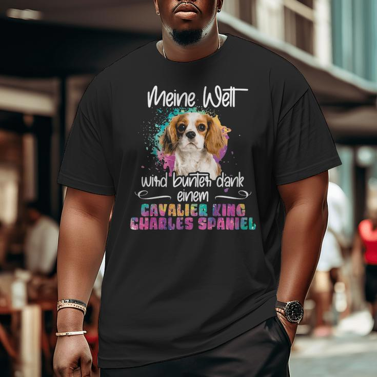 Colourful Cavalier King Charles Spaniel Dog Mummy Big and Tall Men T-shirt