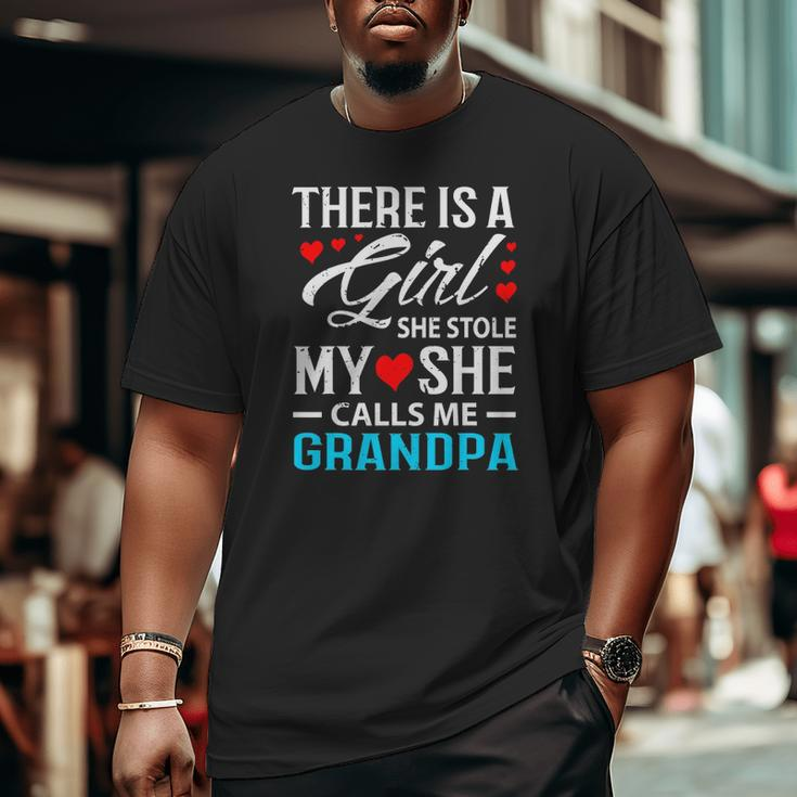 Cool Grandpa From Granddaughter Red Hearts Big and Tall Men T-shirt