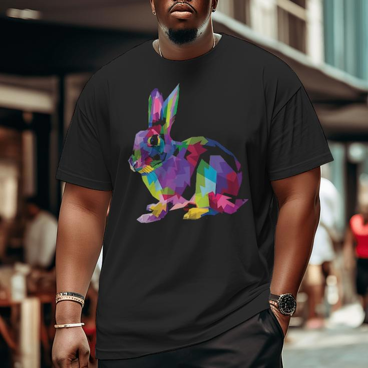 Cute Bunny Colorful Artistic Rabbit Lovers Cute Owners Big and Tall Men T-shirt