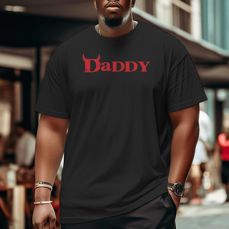 Daddy Devil Horn Lazy Halloween Costume Gothic Papa Big and Tall Men T-shirt