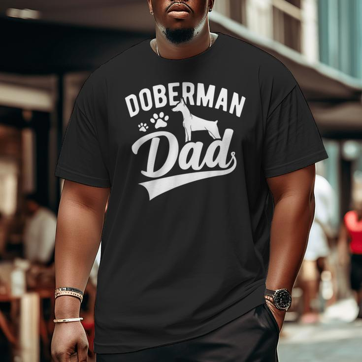 Doberman Pinscher Dog Dad Silhouette Fur Dog Papa Dog Lover Big and Tall Men T-shirt