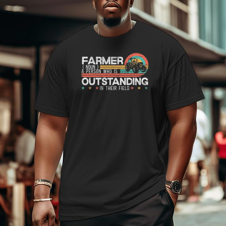 Farmer Definition Tractor Rider Farming Dad Grandpa Big and Tall Men T-shirt