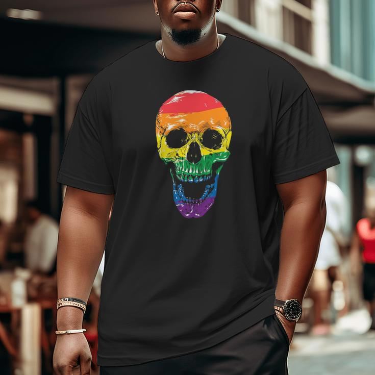 Flag Skull Halloween Gay Pride Month Lgbt Big and Tall Men T-shirt